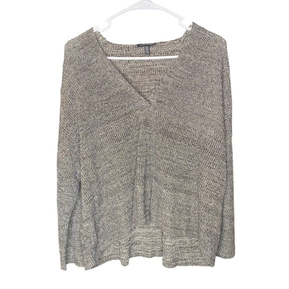 Eileen Fisher loose 100% Tencel fabric quarter sleeve v-neck sweater large